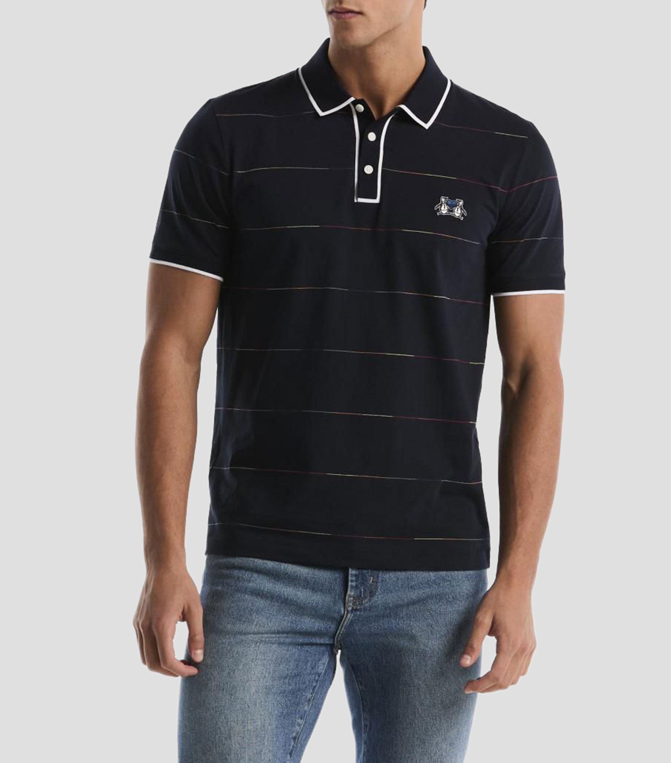 Playera tipo polo manga corta a rayas Hombre